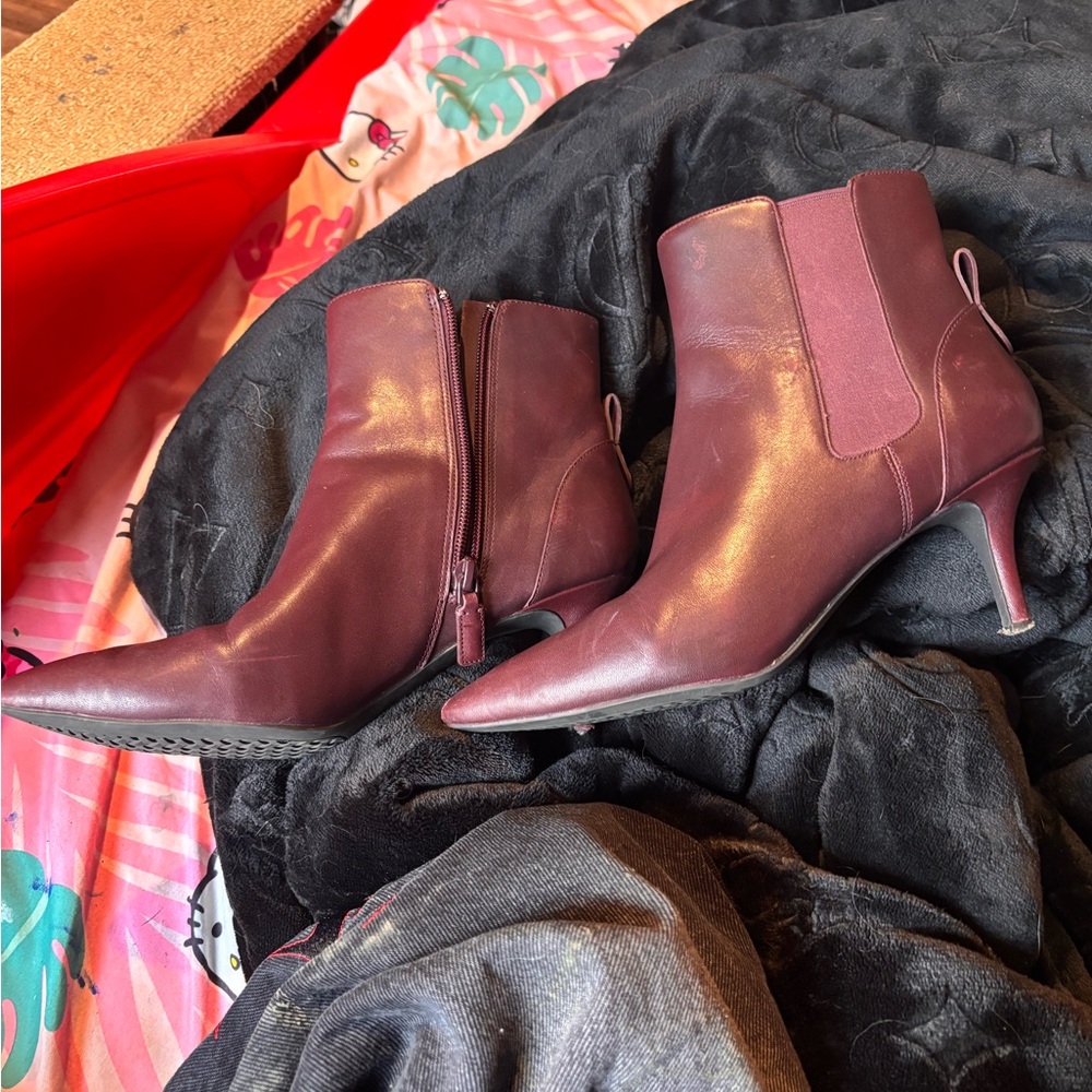 Cole Haan Women's Burgundy Pointed Toe Ankle Boots